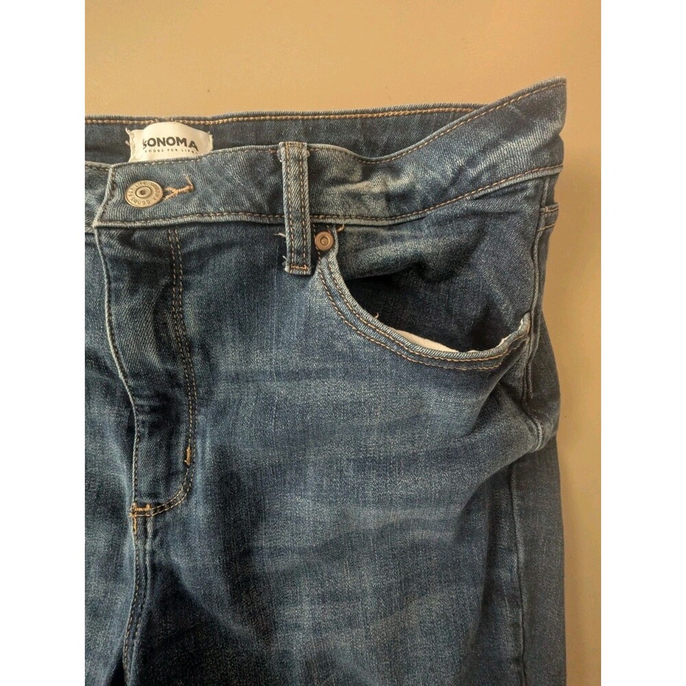Sonoma Goods For Life Bermuda Shorts Women 16 Blue Denim Cotton Cuffed High-Rise - Picture 2 of 16